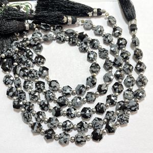 Perles en forme d'hexagone à facettes en obsidienne noire, perles de fantaisie en pierres précieuses naturelles de 7MM, fournitures de perles en gros - Product Image 2