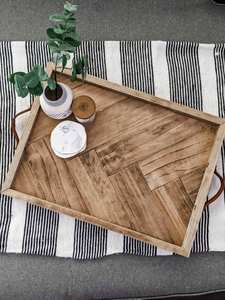 STYLE FARMOUSE Plateau de service rond en bois d'acacia pour cuisine, maison ou hôtel Vaisselle de style classique pour fête ou repas - Product Image 2