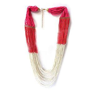 Collier à maillons en perles de verre en vrac de style indien, inspiré du cœur, fait main, bijoux ethniques modernes, idéal pour les fêtes - Product Image 1