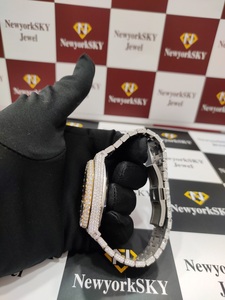 Nueva marca de relojes de pulsera mecánicos de acero inoxidable estilo Hip Hop totalmente helado VVS Real Moissanite Diamond Bling Bust para él Glass - Product Image 6