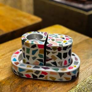 Plateau rectangulaire de luxe en bois d'acacia de haute qualité, incrusté de nacre, fait à la main, pour servir, cadeaux du Ramadan, présentoir - Product Image 2