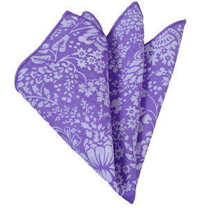 Exve Exclusive Purple Lilac White Floral Print Pocket Square From Turkey - Product Image 2