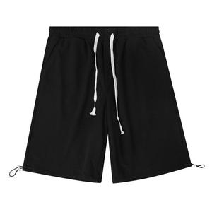 Pantalones cortos de sudor de lana de algodón 100% para hombre, cómodos, transpirables, elegantes, para entrenamiento y pantalones cortos informales, con bolsillos con cordón, patrón sólido - Product Image 4