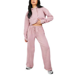 Ensemble de jogging pour femmes, molleton léger, pantalon de survêtement à jambes larges, ensemble de sweat-shirt pour hommes, personnalisé pour un style décontracté et respirant - Product Image 1