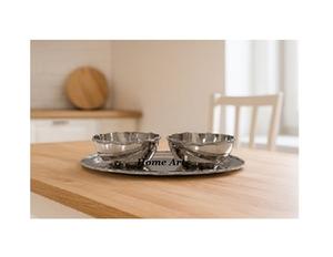 ชุดชามช็อคโกแลตสำหรับตกแต่ง2ชิ้นพร้อมจานดีไซน์ยอดเยี่ยมทำจากสเตนเลสสตีลชามสำหรับใส่ของว่างในราคาที่น่าสนใจ - Product Image 1