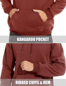 เสื้อฮู้ดดี้ผู้ชายแบบสวมใส่สบายสำหรับฤดูหนาว ผลิตตามสั่ง OEM ปริมาณสั่งซื้อขั้นต่ำน้อย สีพื้น ผ้าฝ้ายฟลีซ 100% ดีไซน์กระเป๋าเสื้อ - Product Image 4