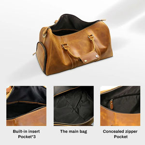 Manufacturer Custom Logo Eco-Friendly Genuine Leather Duffel <b>Bag</b> Vintage Travel Weekender Large Capacity Outdoor <b>Overnight</b> <b>Bag</b> - Product Image 5
