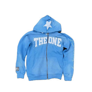 Sudadera con Capucha Extra Grande para Hombre, Lavada al Ácido, 100% Algodón, Felpa Gruesa, Cierre de Cremallera, Cuello Redondo, Corte Cuadrado, Diseño Personalizado de Alta Calidad - Product Image 1