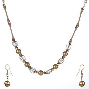 ชุดเครื่องประดับหรูหรา Urthn 1106101สร้อยคอลูกปัดทองโบราณ - Product Image 1
