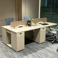 Meubles de bureau modulaires en bois de luxe pour plan de travail ouvert, cloison de bureau, poste de travail pour 4 personnes