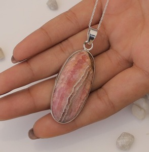 925 plata esterlina hecha a mano piedra preciosa Rhodo Chrosite Spinner colgante 925 sólido estampado diseñador boda regalo tendencia joyería - Product Image 4