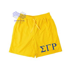 Shorts en toile mi-longue unisexe personnalisés Sigma Gamma Rho, décontractés, respirants, avec couleurs et logo personnalisés - Product Image 1