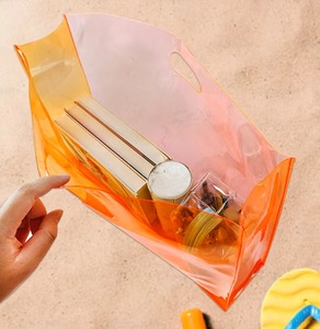 Custom Orange PVC <b>Plastic</b> <b>Tote</b> Shopping Bag | Waterproof Foldable Gift Packaging Pouch | Heavy Duty Clear Colored PVC Han - Product Image 2