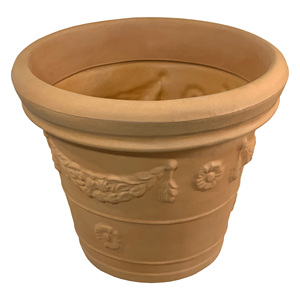 Impruneta 75 cm vaso a doppio bordo con festone elegante ornamento da giardino per fiori e piante - Product Image 1
