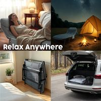 Lit de camping pliable léger personnalisé en métal, lit simple avec matelas et oreiller pour les voyages en plein air