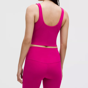 Vente en gros de débardeur d'entraînement de gym et de yoga pour femmes 100% coton vêtements pour femmes haut de yoga avec logo personnalisé - Product Image 2