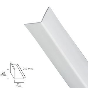 Profilé d'angle en PVC 28x28 mm. Blanc. Longueur de 2,5 mètres. - Product Image 1
