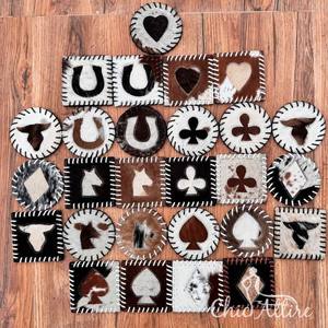 Handcrafted Real Cowhide Leather <b>Tea</b> Coaster <b>Set</b> Hair-On Coasters Table Placemats <b>Party</b> Favors Unique Western <b>Set</b> New Home Gift - Product Image 1