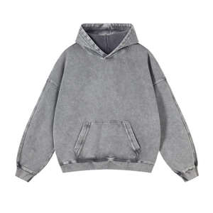 Sudadera con Capucha Personalizada de Estilo Urbano, Invierno, Efecto Desgastado por el Sol, 100% Algodón Orgánico, Felpa Gruesa, Corte Regular, Lavado Ácido - Product Image 4