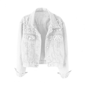 100% coton pierre imprimé jean veste personnalisée décontracté lavé femme veste 2025 coupe ajustée respirant Denim veste - Product Image 6