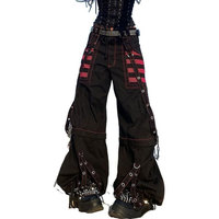 Pantalons pour femmes transformables en shorts, style gothique punk emo, jeans baggy à pattes d'éléphant, pantalon large, grunge, hip hop 2026