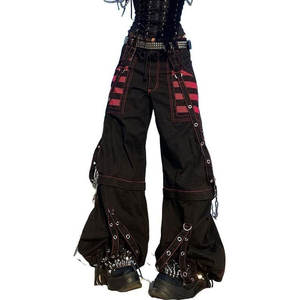 Pantalons pour femmes transformables en shorts, style gothique punk emo, jeans baggy à pattes d'éléphant, pantalon large, grunge, hip hop 2026 - Product Image 2
