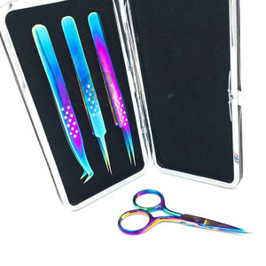 Pince à épiler et ciseaux de précision antistatiques de haute qualité pour extensions de cils, en acier inoxydable, avec emballage personnalisé et logo. - Product Image 3