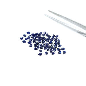 Saphirs bleus naturels de Bangkok, formes poire calibrées 3x4mm et 4x5mm, pierres précieuses lâches de coupe ovale de 8mm de hauteur, composées d'opale et d'aigue-marine - Product Image 1