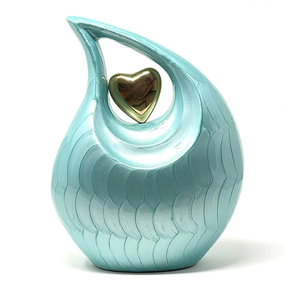 โกศใส่เถ้ากระดูกสำหรับผู้ใหญ่ ทำด้วยมือ สไตล์อเมริกัน สีตามสั่ง รูปทรงหยดน้ำ หัวใจสีทอง ดีไซน์สวยงาม ทนทาน ผลิตจากโลหะ สำหรับผู้ที่มีเชื้อสายจากอินเดีย - Product Image 1