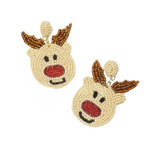 Pendientes de Reno con cuentas azules hechos a mano, joyería de vacaciones clásica chapada en oro y plata para mujer, ropa de fiesta festiva o Opción de regalo - Product Image 6