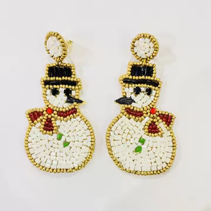 Festive <b>Holiday</b> <b>Earrings</b> for Women Handmade Green and Yellow Beaded Jewelry Christmas Fashion Classic Style - Product Image 4