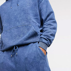 Survêtement d'hiver à capuche pour homme de haute qualité, effet délavé, motif uni, 100 % coton, fabriqué en usine - Product Image 4