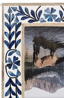 Bingkai Foto Kayu Ringan Modis Cetak Sablon Sutra Inlay Tulang Berwarna Kustom Artistik India Buatan Tangan