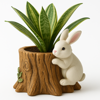 WeiVista – Pot de fleurs personnalisable en résine, jardinières d'intérieur, modèles chien, chat, lapin, fait main, peint à la main, décoration de jardin