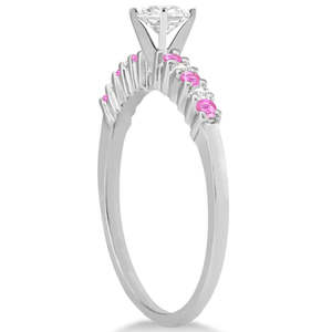 Anillo de Compromiso Romántico de Oro Blanco de 14K con Morganita Natural de 0.15ct y Zafiro Rosa, Corte Ovalado y Corte Pera, Certificado IGI - Product Image 2