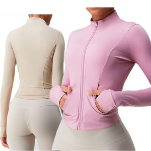 Conjunto de Yoga informal de 1 pieza para mujer, Sudadera con capucha de manga larga con patrón sólido, cierre de cremallera de nailon transpirable, ajuste holgado - Product Image 1