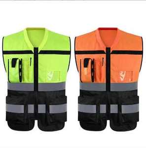Nouveau gilet de travail en polyester orange haute visibilité pour la construction, uniforme de sécurité réfléchissant pour l'extérieur et la nuit, promotionnel - Product Image 1