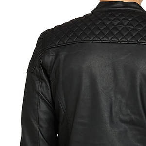 แจ็กเก็ตหนังผู้ชายคอตั้งสไตล์สตรีทพร้อมโลโก้ด้านหน้าหนังวัวระบายอากาศได้ - Product Image 6