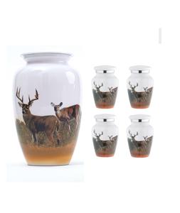 Urne funéraire de pâturage de cerf peinte à la main avec 4 petites urnes souvenir | Un joli jeton de partage pour se souvenir de votre amour perdu - Product Image 2