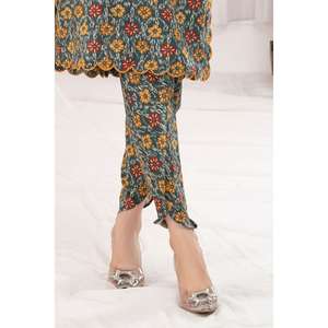 ชุดสูทผ้าลอนสีเขียวทะเลแบบ 2 ชิ้นสำหรับผู้หญิง (แบบยังไม่เย็บ) - Product Image 4