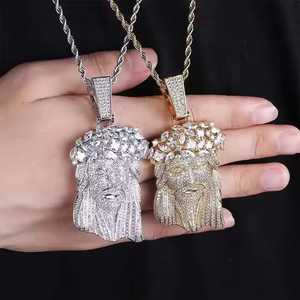 Colgante de Jesús con Incrustaciones de Diamantes de Imitación en Estilo Hip Hop, Acero Inoxidable Personalizado, Chapado en Plata, Religioso Cristiano - Product Image 3