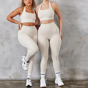Female 2 Pcs Fitness Sports Outfits Gym Fitness Set Hollow <b>Out</b> Long Sleeve Crop Top and Legging Sets High Elastic Yoga Set - Product Image 1