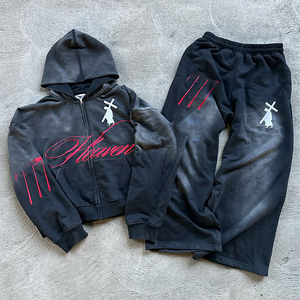 Conjunto Deportivo Personalizado con Estampado Completo, Ropa Deportiva Urbana de 400 Gsm, Conjunto de 2 Piezas, Sudadera con Capucha de Felpa Técnica de Algodón de Diseño para Hombre - Product Image 4