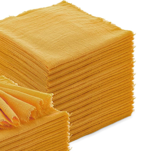 Vente en gros 100% coton Serviettes de table modernes jetables carrées noires Linge de table lavé Cocktail de mariage Salle à manger écologique - Product Image 5