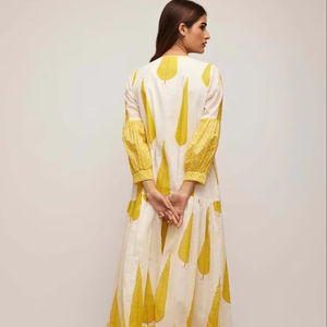 Haute qualité belle imprimé Maxi longues robes pour les femmes meilleur bouton de fabrication d'impression de bloc de main pour les cadeaux de dames - Product Image 1