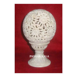 Unique Design Natural Soapstone Round Shape Leaf <b>Carving</b> <b>Candle</b> Holder Use For Home And Restaurant Decorative Beautiful Item - Product Image 1