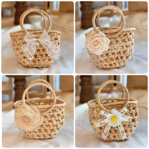 Vente en gros de sac en rotin tissé vintage du Vietnam pour dames sac à main en paille de jacinthe d'eau sac de plage fait main sac fourre-tout d'été en jonc de mer - Product Image 5