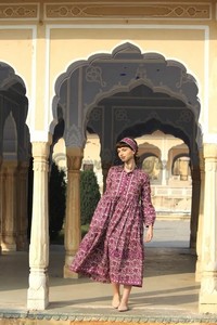 Fashion Women Clothing Elegant Ladies Floral Block Print Casual Dress Long Midi Vintage Puffi <b>Sleeves</b> With Belt Women Dresses - Product Image 5