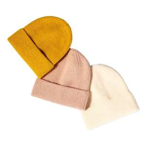 Custom Unisex Solid Embroidery Casual 100% <b>Wool</b> Breathable Waterproof Winter <b>Beanie</b> for Men and Women Outdoor Use Warm Knit - Product Image 4