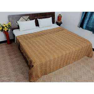 Reine taille réversible Kantha couette couvre-lit à la main en coton biologique literie Vintage imprimé fleuri doux confortable matelassé - Product Image 3